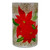 10" Hand-Painted Red Poinsettias and Gold Flameless Glass Christmas Candle Holder