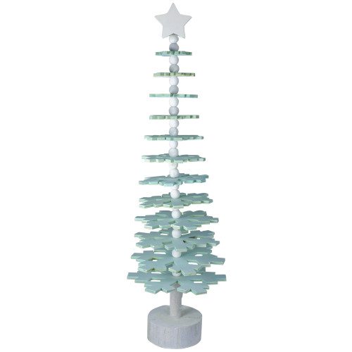 Bead and Snowflake Cutout Christmas Tree with Star Topper Decoration - 23" - Green