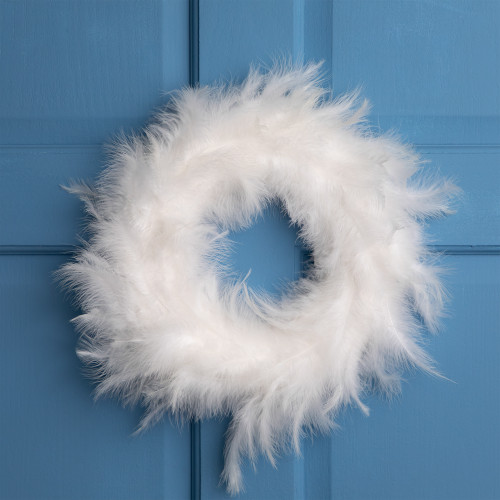 Wispy Feather Christmas Wreath - 14.5" - Unlit - Winter White